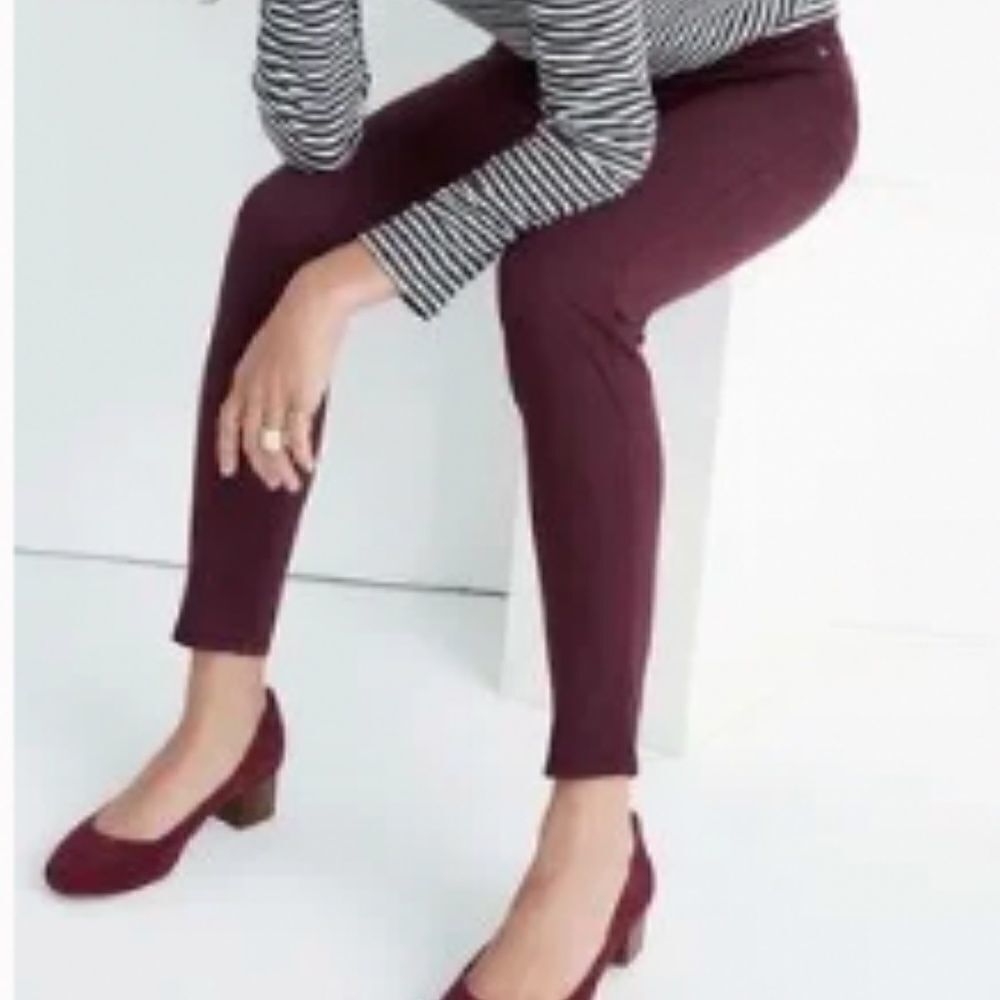 Madewell 10” High Rise Skinny Sateen Jeans Pants Burgundy Sz 25